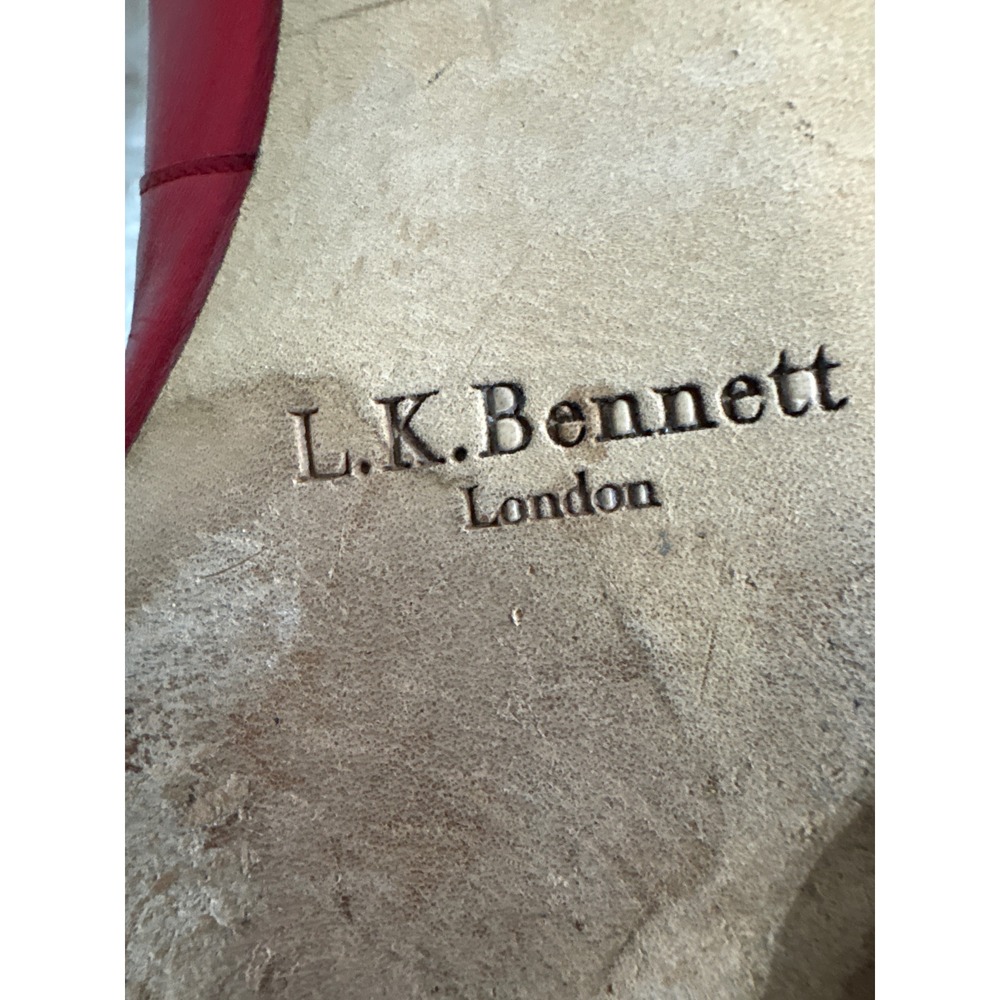 L.K. Bennett Flats Women 37 Pointed Toe Red Houndstooth Floral Embroidery Spain - Picture 9 of 11